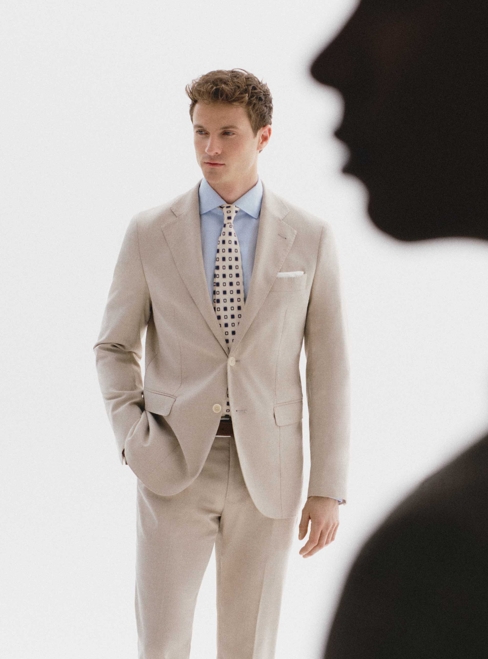 Abito sabbia in tessuto fiammato, 